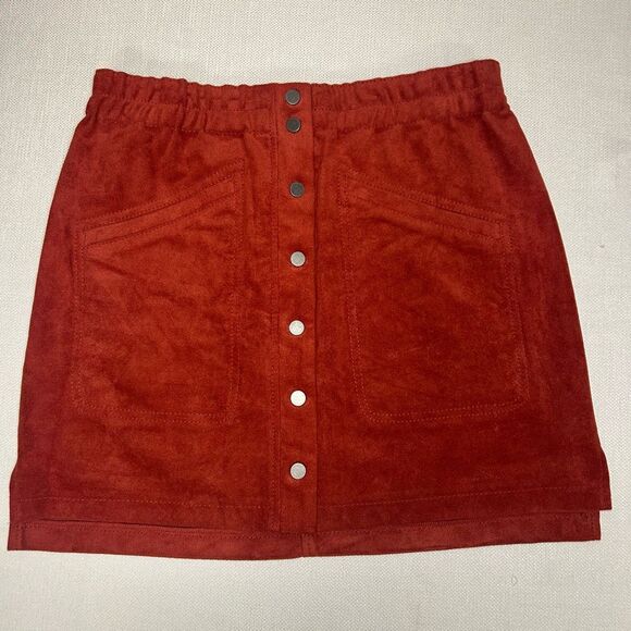 BCBG Dresses & Skirts - BCBG Maxazira Aiden Suede Mini Skirt Orange Pull-on XS Pockets